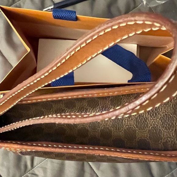 CELINE  Clutch Bag Macadam Brown PVC Leather Authentic - Picture 7 of 11